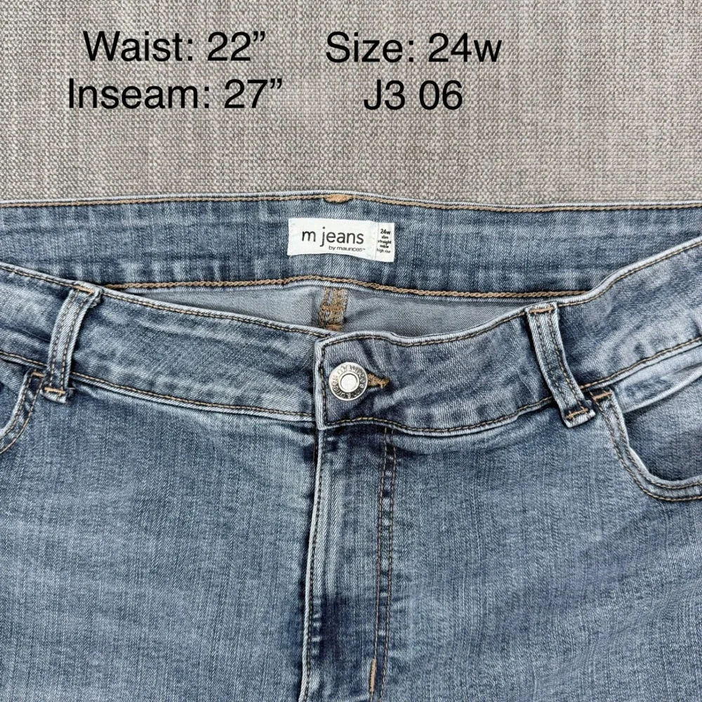 Maurices‎ M Jeans Womens 24W Slim Straight High Rise Distressed Raw Hem Denim